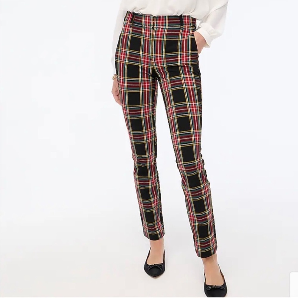 J. Crew Factory Ruby Trouser Pant In Stewart Tartan Plaid Red Black BC606 Size 4